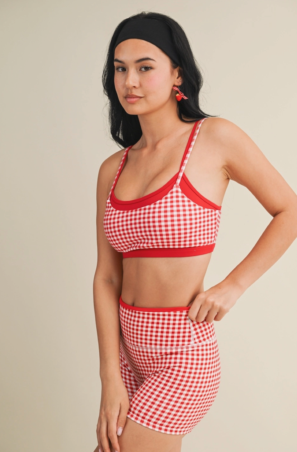 Gingham Double Layered Sports Bra