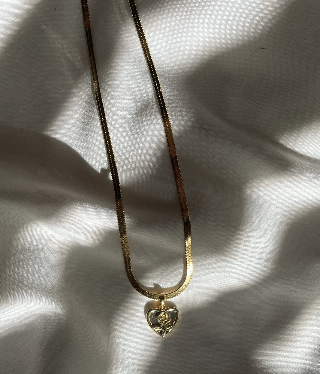 Your Song Gold Rose 24k Herringbone Necklace
