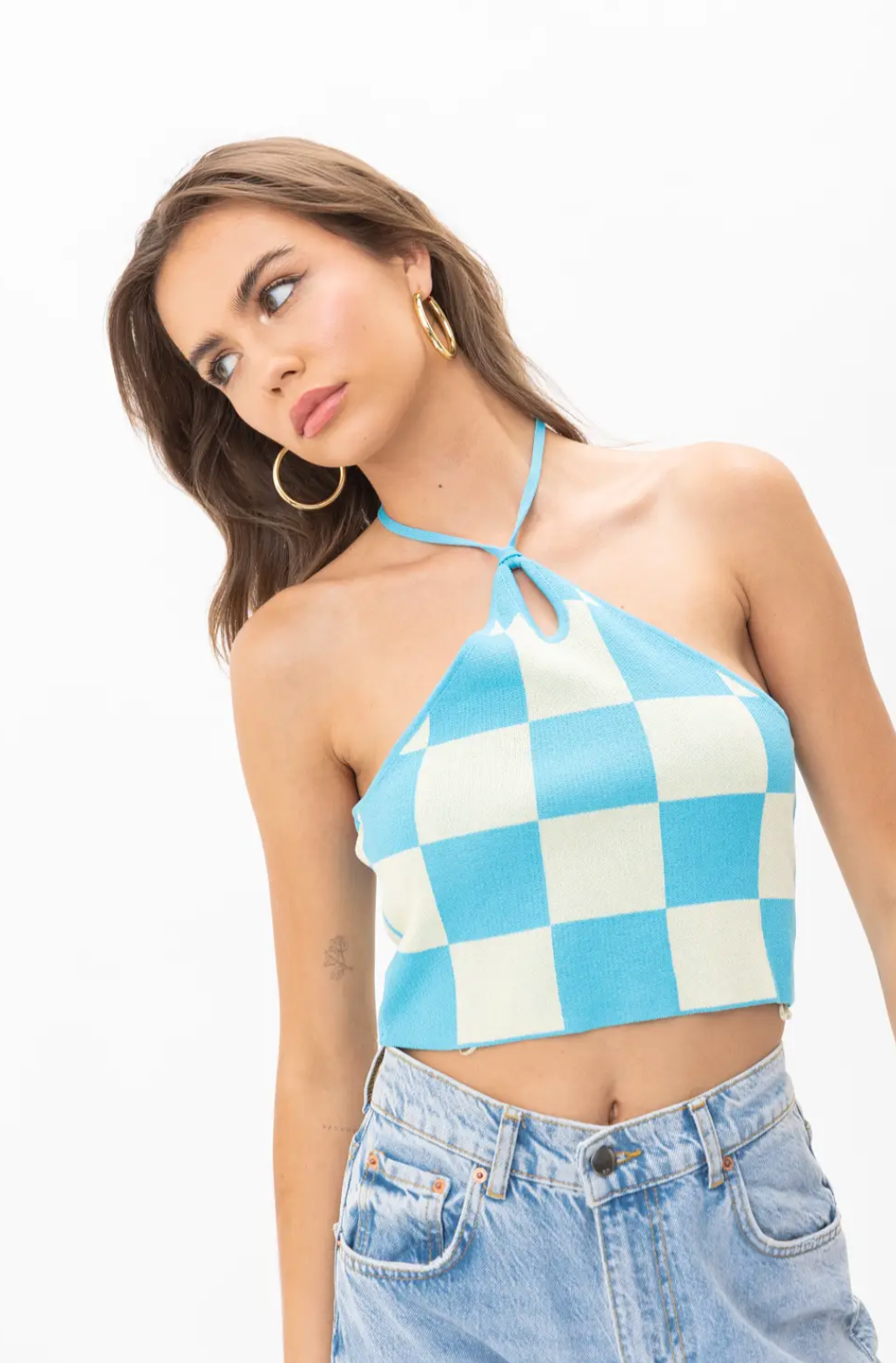 Checkered Halter Top